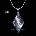 New Cut Facet Natural Clear Rock Crystal Quartz Stone  in Diamond Shape Pendant & 16"L 925 Sterling Silver Necklace, Love Gift